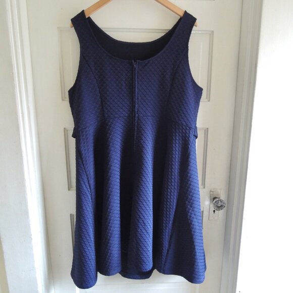Modcloth Navy Blue So Sixties Signature Textured Sleeveless Retro Dress 1X - Picture 6 of 10